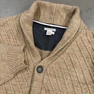 Carbon 2 Cobalt Shawl Collar Cardigan‎ Sweater Tan Knit Grandpa Chunky Men L